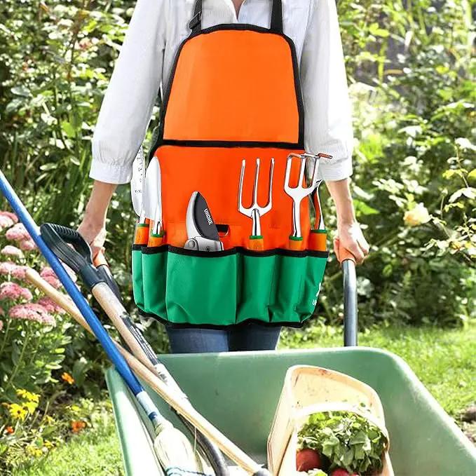 UKOKE Garden Tool Set, 12 Piece Aluminum Hand Tool Kit, Garden Canvas Apron with Storage Pocket, Outdoor Tool, Heavy Duty Gardening Work Set with Ergonomic Handle, Gardening Tools for women men by GreenHaven Gardens