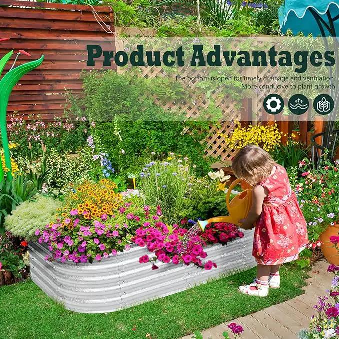 BPS 6-in-1 Metal Raised Garden Bed, 5.5x4 FT Galvanized Planter Raised Beds for Vegetables, Flowers 17'' Extra Tall by GreenHaven Gardens