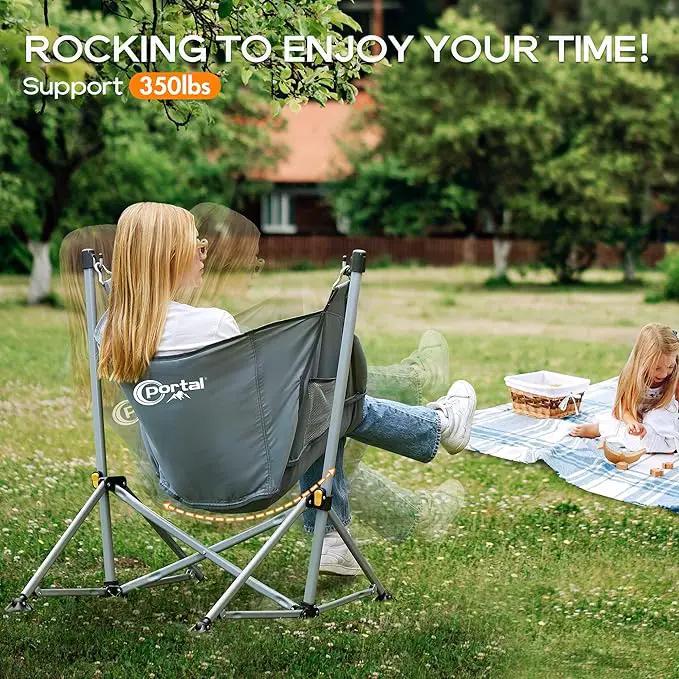 Portal Large Hammock Camping Chair Folding Rocking Chairs Portable Swinging Chair Wide Seat for Outdoor Lawn Patio Garden,Support 350 lbs, Grey by GreenHaven Gardens