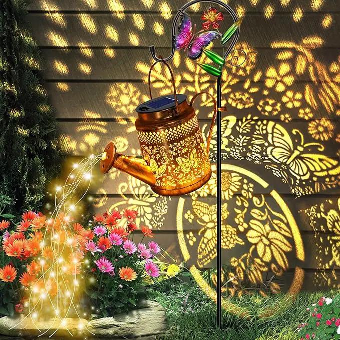 Solar Watering Can Lights, Butterfly Hanging Lantern Solar Lights Outdoor, Waterproof Garden Decor Outside Patio Yard Pathway Backyard, Gardening Gifts for Mom Grandma Women Birthday Mother's Day by GreenHaven Gardens