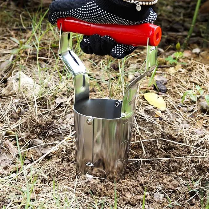 FLORA GUARD 2 Piece Bulb Planting Tool Set, Includes 1 Bulb Planter with Depth Markers, 1 Metal Planting Dibber, Ideal Transplanter Kit by GreenHaven Gardens