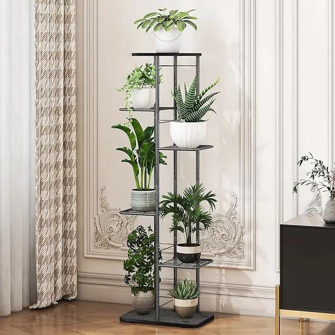 Simple Trending Plant Stand Shelf Indoor Outdoor Waterproof, 6 Tier 7 Potted Heavy Duty Metal Tall Flower Holder for Multiple Corner Display by GreenHaven Gardens