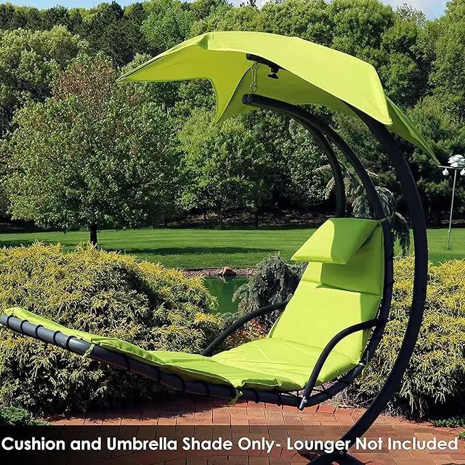 Weatherproof Replacement Cushion Pad and Umbrella for Hanging Lounge Chair Outdoor Chaise Hanging Hammock Chair - Long-Lasting, Fade-Resistant, Quick-Dry, Outdoor Lounge Replacement Set (Green) by GreenHaven Gardens