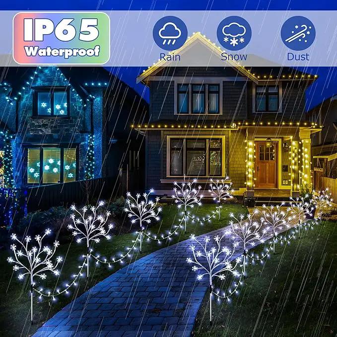 Enhon 5 Pack Snowflake Christmas Pathway Lights, 180 LED Garden Stake Lights with 8 Light Modes and Timer Function, Waterproof Xmas Decoration Tree Light for Outdoor Yard Lawn Patio Decor (Cool White) by GreenHaven Gardens