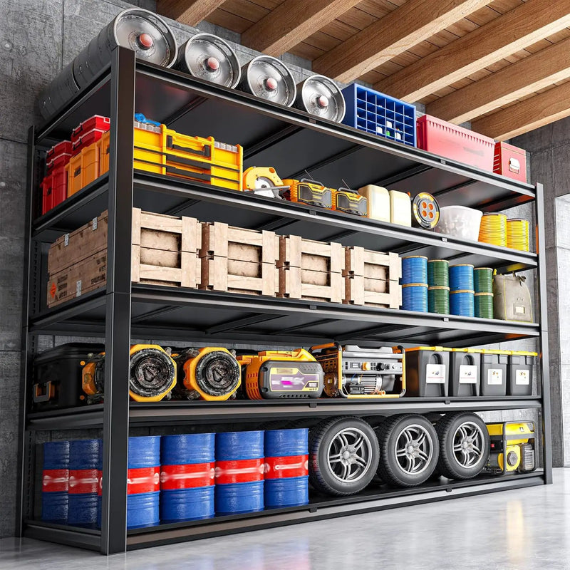 59.8" W x 72.2" H x 24.2" D Storage Shelves Metal Shelving, 2650LBS Garage Shelving Unit with Adjustable Shelf, 5 Tier Storage Rack for Garage, Pantry, Warehouse, Basement, Black by GreenHaven Gardens