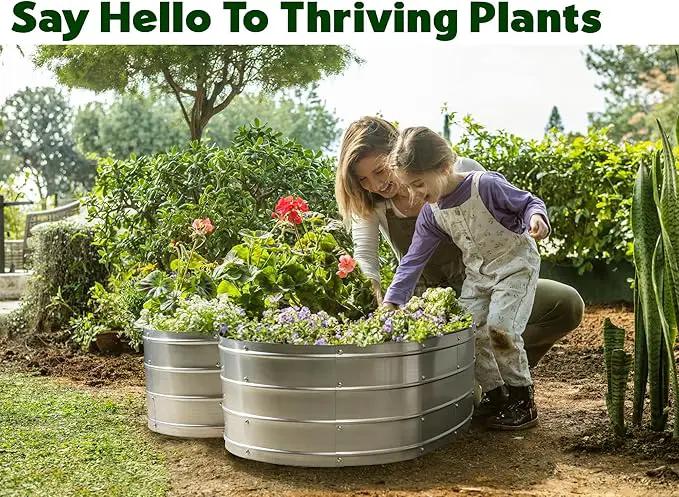 Galvanized Raised Garden Beds Outdoor // Planter Raised Beds for Gardening, Vegetables, Flowers // Large Metal Garden Box (Silver) // Patent Pending Tool-Free Assembly by GreenHaven Gardens