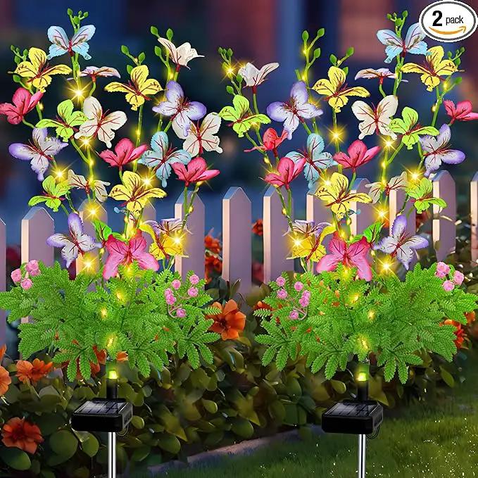 Solar Garden Lights Outdoor Waterproof,2 Packs Solar Swaying Butterfly Lights Decor,Gardening Butterfly Gifts for Mom Women,Solar Flowers Plant Lights Decorative Stakes for Yard Patio Lawn Pathway by GreenHaven Gardens