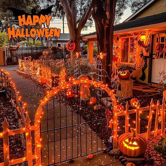 JMEXSUSS 2 Pack Orange Solar Halloween Lights, Total 400 LED 151FT Solar String Lights Outdoor Waterproof, 8 Modes Halloween Lights for Outside Tree Patio Yard Garden Halloween Decorations by GreenHaven Gardens