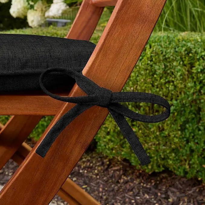 Arden Indoor/Outdoor Foam Seat Pad, 2 Pack, 17 x 16, Patio Cushion, Water Repellent, Fade Resistant, Foam Cushion Black Leala by GreenHaven Gardens