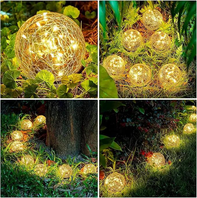 Honoson 3.9 Inch Solar Globe Lights Outdoor Waterproof, Solar Balls for Garden Cracked Glass Ball, Ground Landscape Garden Decor for Patio and Yard Lawn Backyard (4 Pieces) by GreenHaven Gardens