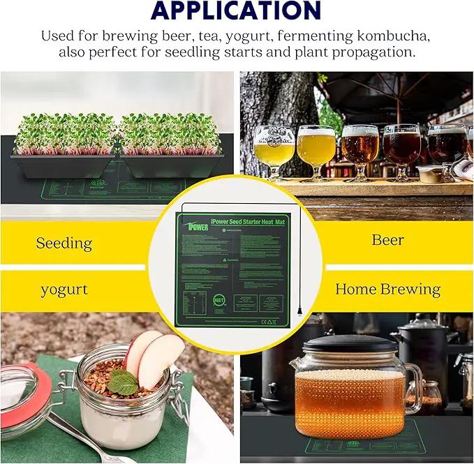 iPower Durable Seedling Heat Mat Warm 20" x 20" Hydroponic Heating Pad Waterproof for Seed Starting Greenhouse and Germination by GreenHaven Gardens
