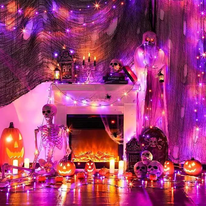JMEXSUSS 250LED Orange and Purple String Lights Outdoor Waterproof, 8 Lighting Modes Orange and Purple Christmas Lights 91.5ft Connectable Halloween Light Indoor for Tree Yard Patio House Decor by GreenHaven Gardens