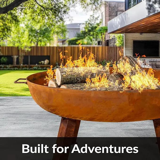 Sunnydaze 34-Inch Cast Iron Heavy-Duty Fire Pit for Outside - Wood-Burning Outdoor Fire Pit Bowl with Handles - Oxidized Finish by GreenHaven Gardens