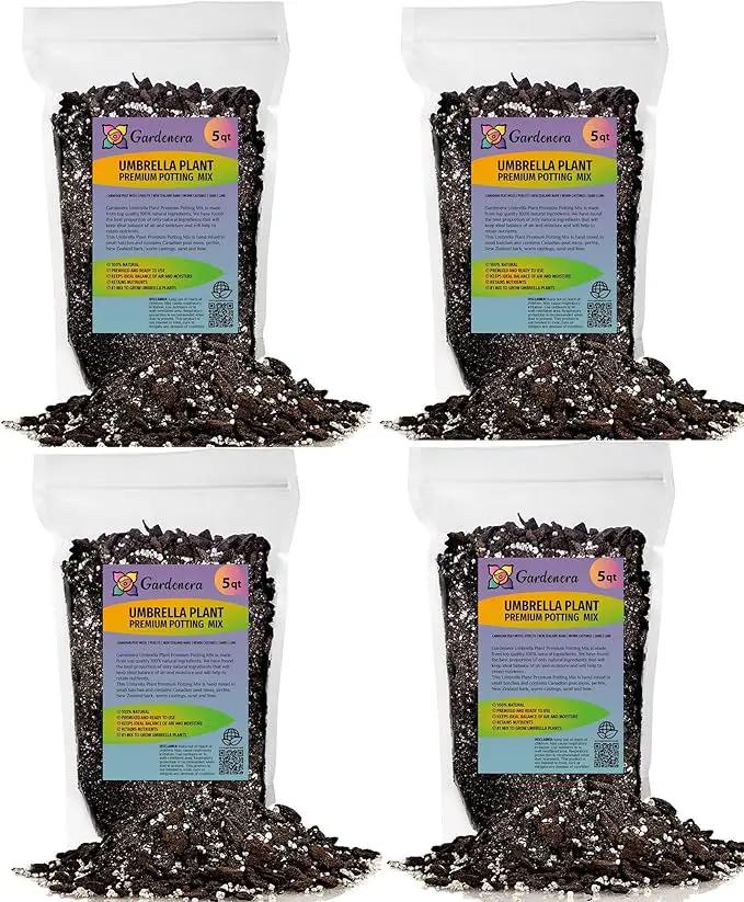 Umbrella Plant Premium Potting Mix - 20 Quart - Nourish Your Plants with Nature's Finest Ingredients (4 Bags of 5 QT) by GreenHaven Gardens