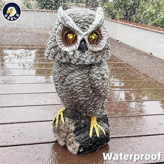 Solar Powered Garden Owl with Motion Detection, Rotating Head, Realistic Hoots and Silent Mode, Garden Sculpture, Plastic Owl Decoration for Home, Garden, Patio and Lawn by GreenHaven Gardens