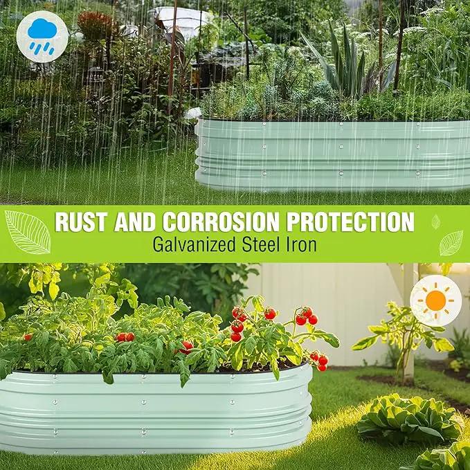 WORKPRO 4x2x1ft Galvanized Raised Garden Bed Set, Rust & Corrosion Protection, Easy Assembly, Safe Edge, Ideal for Vegetables & Flowers, Green by GreenHaven Gardens