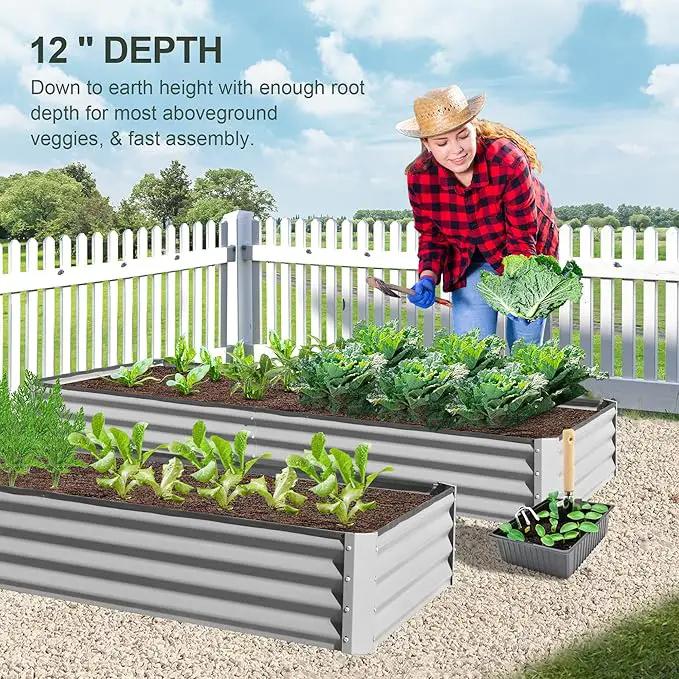 Domi Galvanized Raised Garden Bed, 6x3x1Ft Thickening Metal Planter Box for Vegetables Bottomless for Backyard Outdoor, 1" Deep w/ 128 Gallon Capacity - Silvery by GreenHaven Gardens