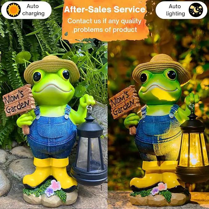 Frog Garden Decoration with Solar Lantern, Solar Frogs Statue Outdoor Decor Gift for Pathway Yard Lawn Patio - Frog Gift Sculptures for Women Mom Grandma, Mom's Garden by GreenHaven Gardens