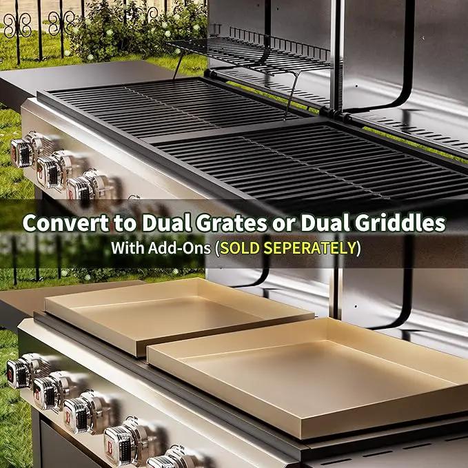 Brand-Man Griddle Grill Combo 6-Burner, 2 in 1 Versatile Propane Gas Grill and Griddle with Double Stainless Steel Lids, BBQ Combo for Outdoor Kitchen & Backyard Barbecue Cooking by GreenHaven Gardens