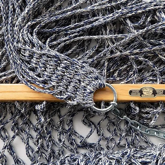 Original Pawleys Island 14DCOTNV Deluxe Navy Oatmeal Heirloom Tweed DURACORD Rope Hammock with Extension Chains & Tree Hooks, Handcrafted in The USA, 450 LB Weight Capacity, 13 ft. x 60 in. by GreenHaven Gardens