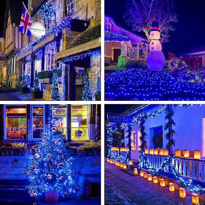JMEXSUSS 250 LED Blue Christmas String Lights: 91.5ft Extendable Green Wire Blue Christmas Lights Outdoor Waterproof - 8 Modes Christmas Tree Lights Indoor by GreenHaven Gardens