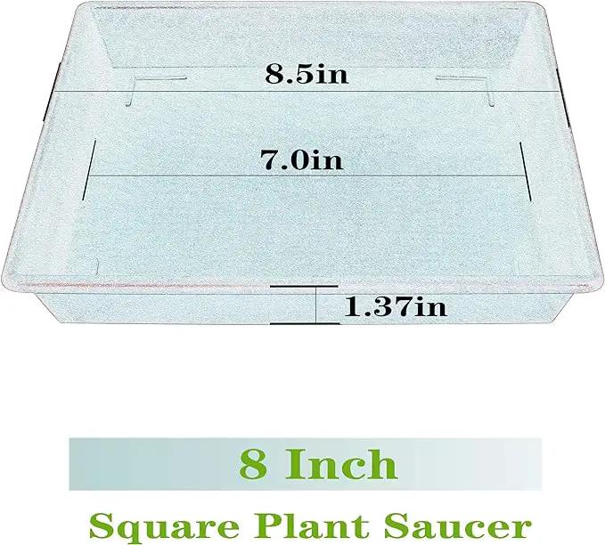 Square Plant Saucer 8 Inch 5 Pack, Plant Stand Plant Trays for Pots Heavy Duty Plastic Plant Saucers for Indoors Outdoors, Flower Pot No Holes Terracotta Plant Lover Gardening Gifts by GreenHaven Gardens