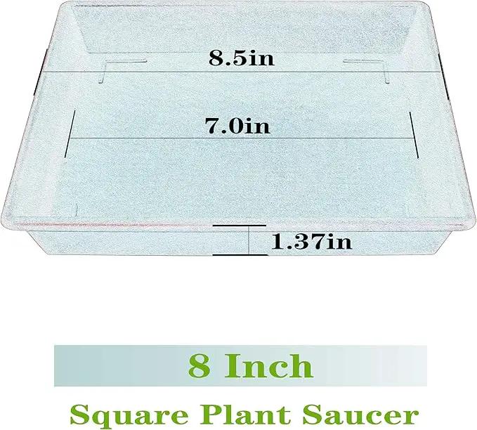 Square Plant Saucer 8 Inch 2 Pack 6 8 10 12 14 16 18 20 Inch, Plant Trays for Pots Heavy Duty Plastic Plant Saucers for Indoors Outdoors, Flower Pot No Holes Plant Drip Trays by GreenHaven Gardens