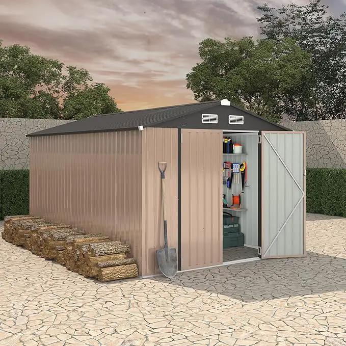 8x12 FT Metal Storage Sheds Outdoor, Metal Yard Sheds Garden Shed Kit, Metals Tool Shed with Lockable Door, Metals UtilityShed Buildings with Air Vent for Backyard Garden Patio Lawn by GreenHaven Gardens