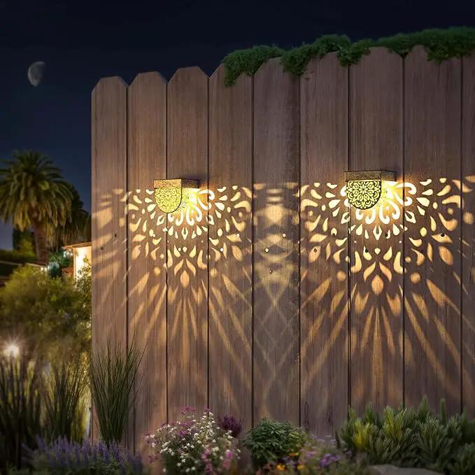 Solar Fence Lights 6 Pack Solar Deck Lights Outdoor Waterproof LED Solar Powered Step Lights Wall Lights Outdoor Decorations Warm Yellow Light Decorative Lighting for, Front Door, Backyard (Gold) by GreenHaven Gardens