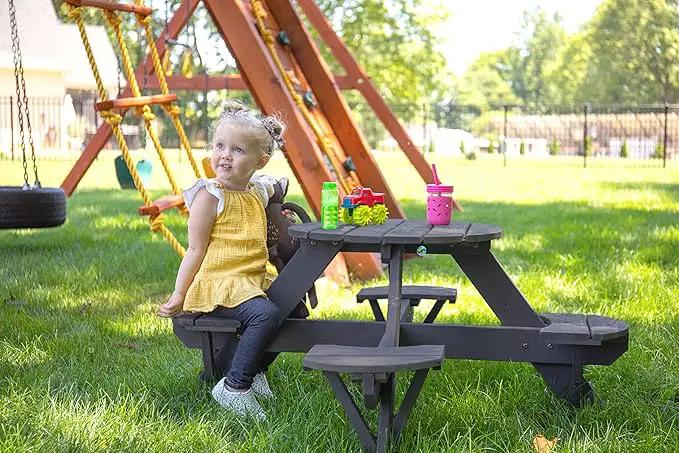 Jack & June Circular Cedar Picnic Table – 100% Cedar Wood – Weather Resistant – Perfect for Outdoor Dining and Entertaining by GreenHaven Gardens