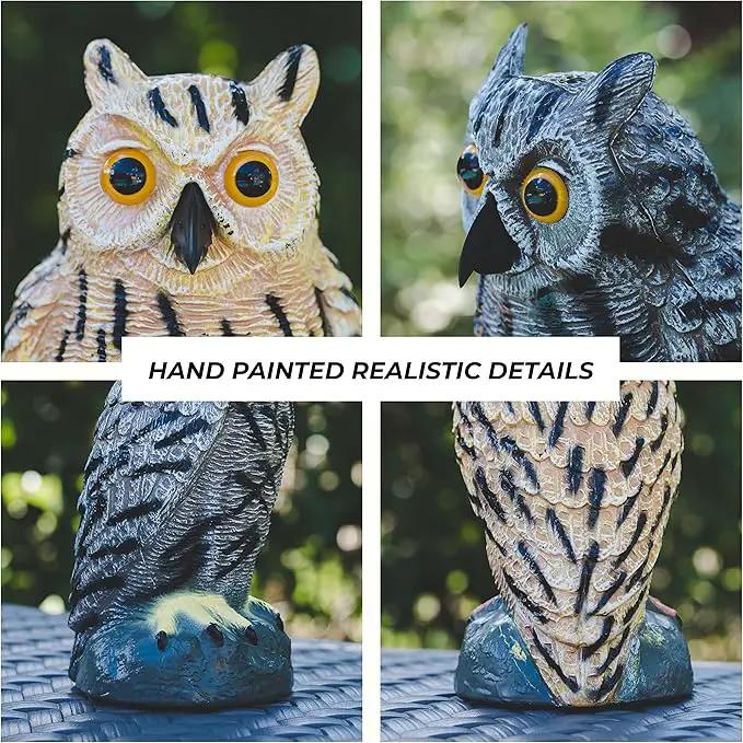 Galashield Owl Decoy to Scare Birds Away | Plastic Owls to Scare Birds Away | Owl Statue for Garden & Outdoors by Galashield [Set of 2] by GreenHaven Gardens