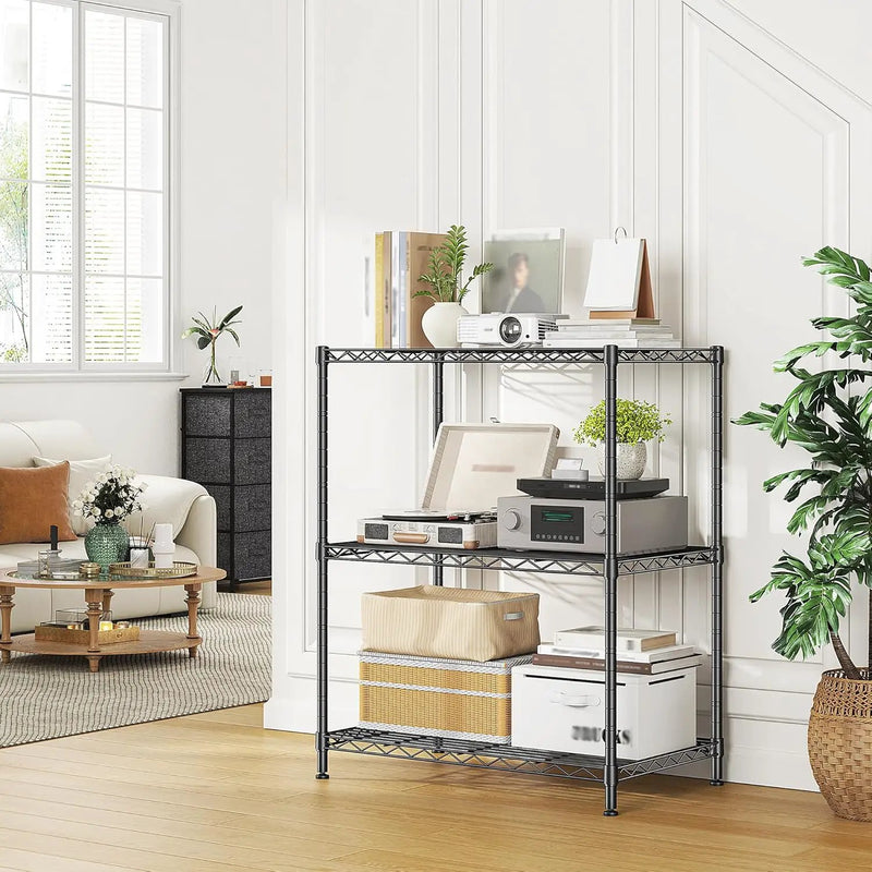 Storage Shelves Adjustable Wire Shelving Metal Wire Rack Shelving Unit Storage Shelf for Kitchen Laundry Room Pantry Closet Bathroom 24" W x 30" H x 14" D Black by GreenHaven Gardens