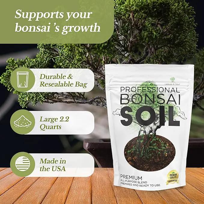 Bonsai Soil Premium All Purpose Blend | Pre-Mixed Ready to Use for Fast Drainage | Large 2.2 Quarts | Lava, Limestone Pearock, Calcined Clay and Pinebark | Made in USA by GreenHaven Gardens