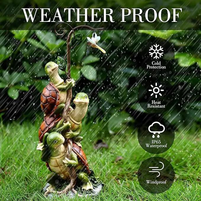 Turtle Figurine Garden Decor, Solar Turtle Outdoor Statue, Funny Turtle Gift Sculpture Decoration for Home Patio Yard Lawn Porch Ornament by GreenHaven Gardens