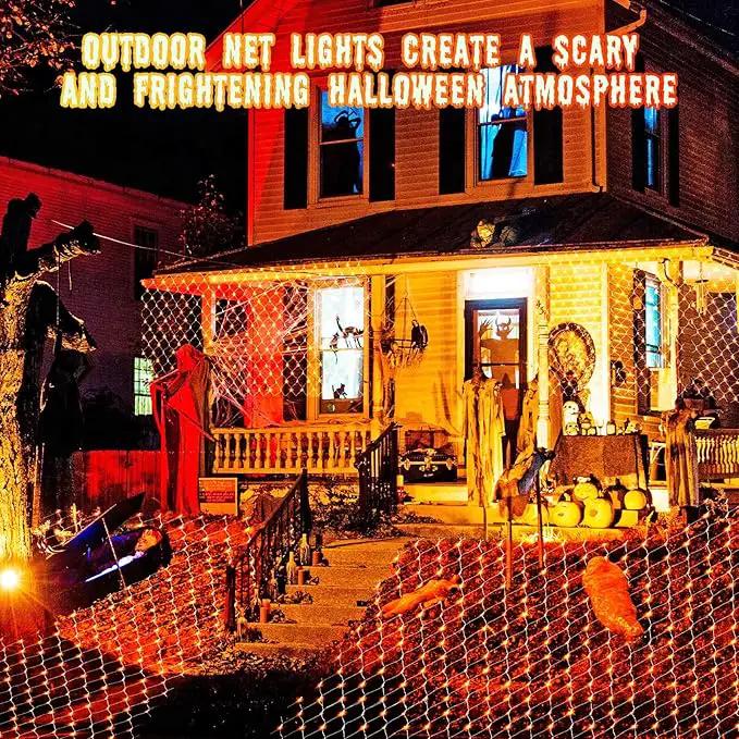 Christmas Net Lights Outdoor - 360 LED Orange Net Lights Waterproof with Remote, 12x5 ft Extendable 8 Modes for Bushes, Gazebo, Lawn, Garden, Shrubs, Tree, Backyard Decorations by GreenHaven Gardens