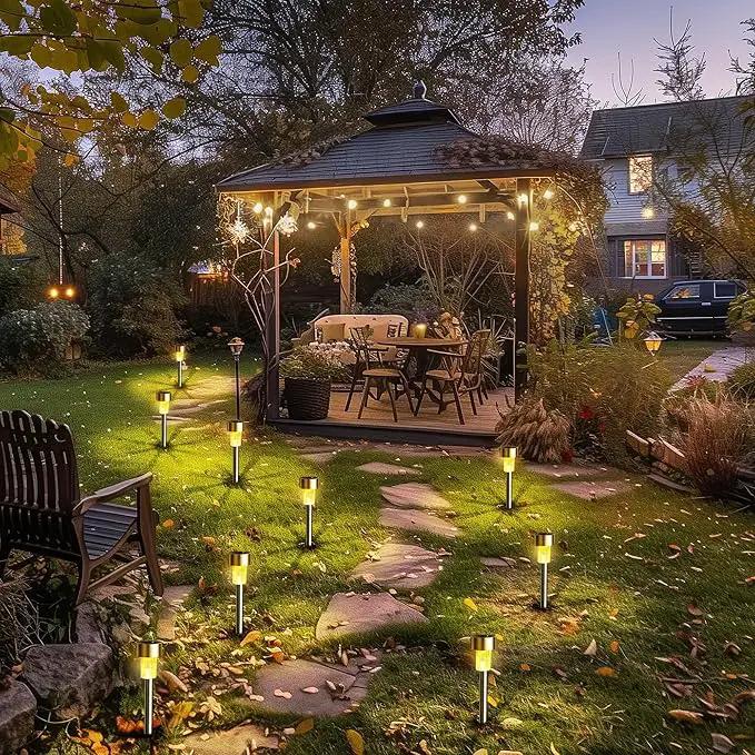 GIGALUMI Solar Pathway Lights 20 Pack, Stainless Steel IP44 Waterproof Auto On/Off Outdoor LED Solar Landscape Lights for Garden, Yard, Patio, Path and Walkway. (Warm White) by GreenHaven Gardens