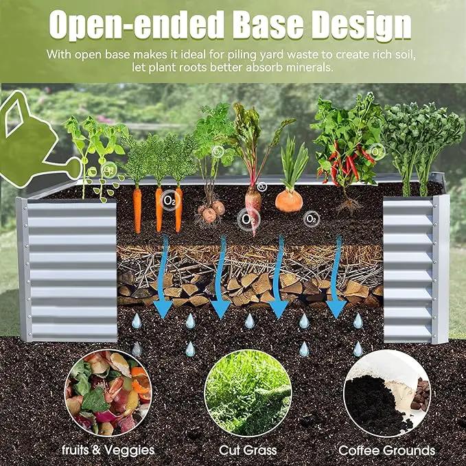Domi Galvanized Raised Garden Bed, Outdoor Planter Garden Boxes Large Metal Planter Box for Gardening Vegetables Fruits Flowers, Silvery (8x4x2ft) by GreenHaven Gardens