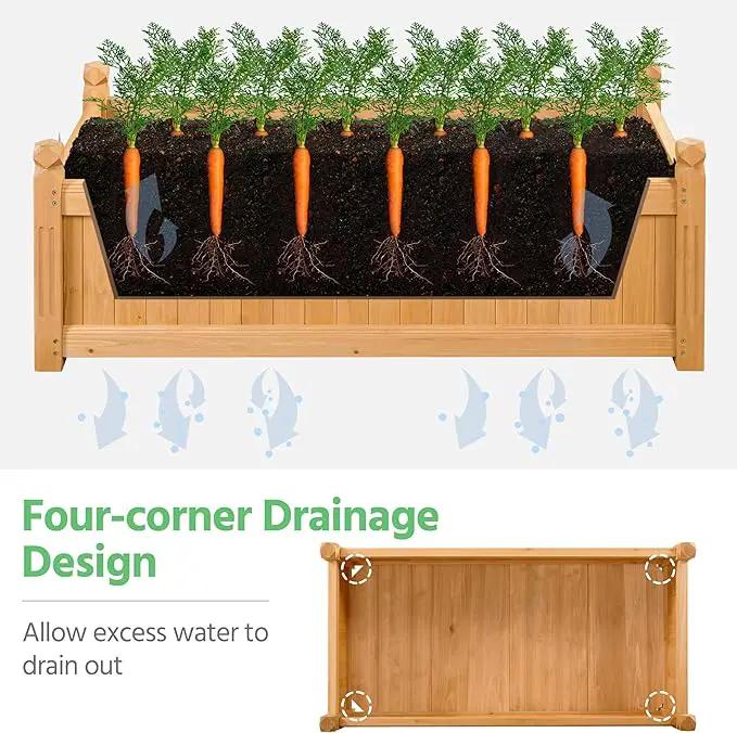 Yaheetech 46″ L × 23.5″ W × 16″ H Wooden Raised Garden Bed, Horticulture Wood Rectangular Garden Planter Outdoor, Raised Planter Box for Yard/Greenhouse/Vegetable/Flower/Herbs, Light Brown, 2pcs by GreenHaven Gardens