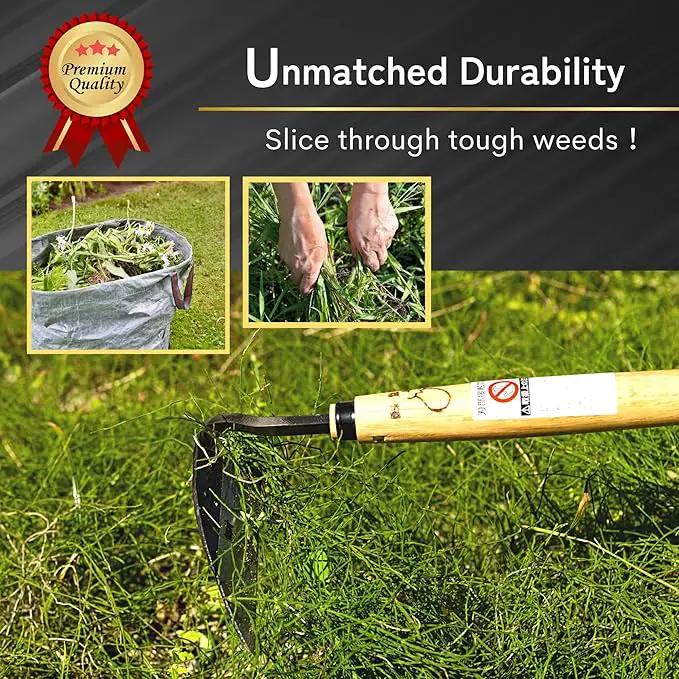 Premium Japanese Weeding Sickle Hand Hoe for Gardening - Ideal for Planting, Plowing, Digging & More - Durable, Ergonomic Design, and Sharp Blade for Effortless Work by GreenHaven Gardens