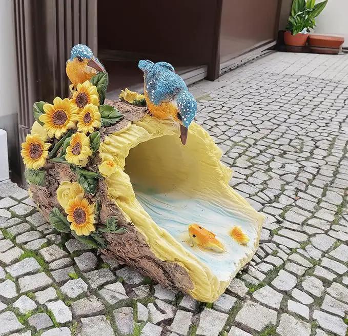 Bird Statues Outdoor Decoration, Resin Statue Garden Decor, Animal Downspout Diverter, Decorative Gutter Extension, 3"4" Downspout Extender Diverter Splash Block by GreenHaven Gardens