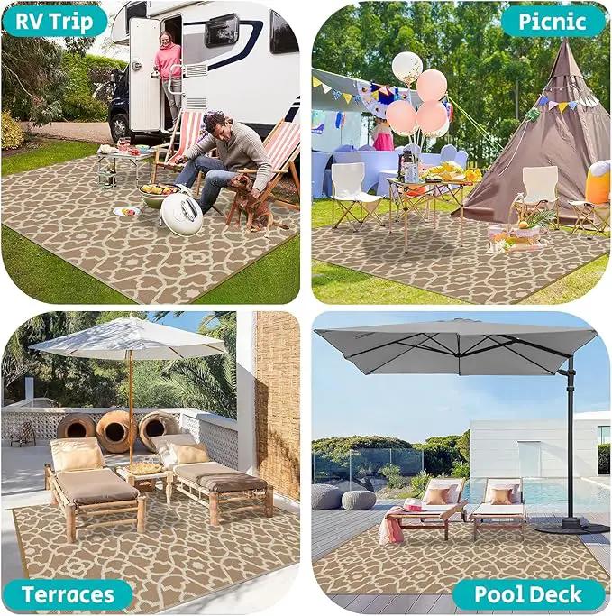 HEBE Outdoor Rug Waterproof 8x10, Plastic Straw Rug Camping Rug, Reversible Outdoor Patio Rugs RV Mat Clearance, Indoor Outside Floor Carpet for Porch,Deck,Camper,Balcony,Backyard by GreenHaven Gardens