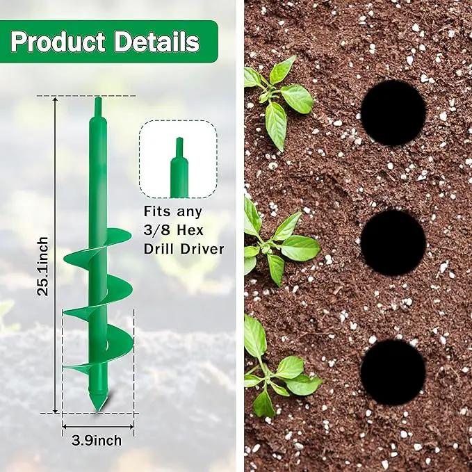 Auger Drill Bit for Planting, 4x25Inch Garden Earth Auger, Spiral Drill Hole Rapid Planter Seedling & Bedding Plant,Ground Planting Drill Bit Auger Post Hole Digger for 3/8''Hex Drive Drill by GreenHaven Gardens