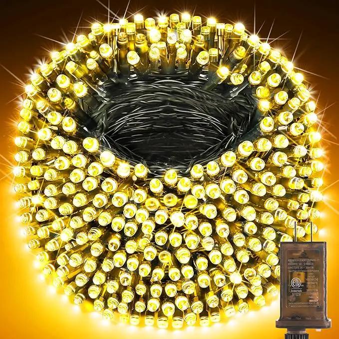 KNONEW 600ft 1500 LED Christmas String Lights Outdoor Green Wire 8 Modes & Timer Fairy Light Plug in Waterproof Patio Lights for Xmas Yard Tree Wedding Party Holiday Decorations (Warm White) by GreenHaven Gardens