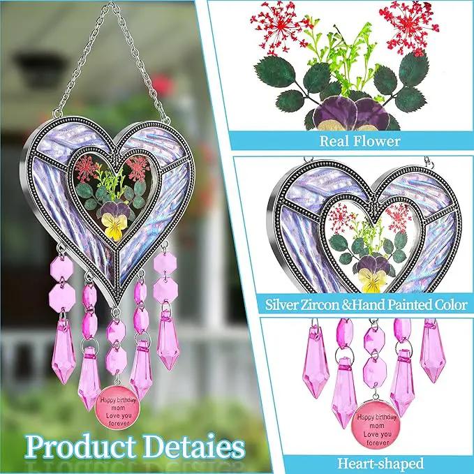 Mom's Birthday Gift Cool Purple Glass Heart-Shaped Sun Catcher by GreenHaven Gardens