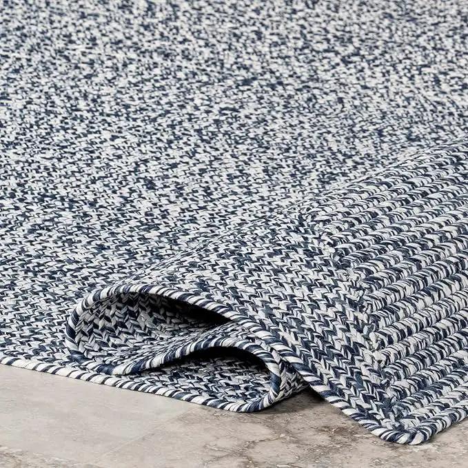 nuLOOM 10' x 14' Solid Hand Braided Indoor/Outdoor Area Rug, Pet-Friendly, High Traffic, Weather Resistant, for Patio, Balcony, Bedroom, Living, Dining Room, Wynn Navy by GreenHaven Gardens