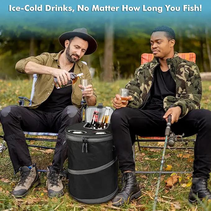 Tirrinia Large Pop-Up Golf Cooler Bag- Insulated Collapsible Cooler with Flat Drink Table for Golf Cart, Lightweight and Portable Ice Beach Cooler for Travel, Fishing, Picnics, Hiking, Camping by GreenHaven Gardens