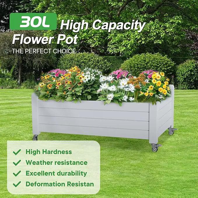 Elevated Raised Garden Bed with Legs,Outdoor Large Resin Patio Planter Box Stand Divisible with Drain Plug,Water Monitor for Plants Vegetables Flowers Fruits(Ashen) by GreenHaven Gardens