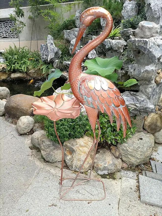 Crane Statue Metal Crane Sculpture Garden Decoration Metal Yard Art for Patio Lawn Backyard Outdoor Decoration by GreenHaven Gardens