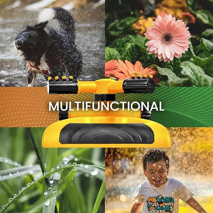 Joeys Sprinkler for Yard, Rotating Garden Sprinkler for Large Area Coverage, Lawn and Yard Sprinklers (Yellow) by GreenHaven Gardens