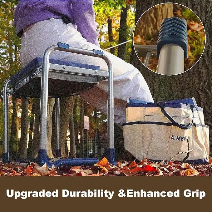 K5 Foldable Kneeler Seat - Heavy Duty (Detachable Cloud Kneeler Pad) - Garden Stool - 2 Large Tool Bags - Portable Bench for Indoor & Outdoor by GreenHaven Gardens